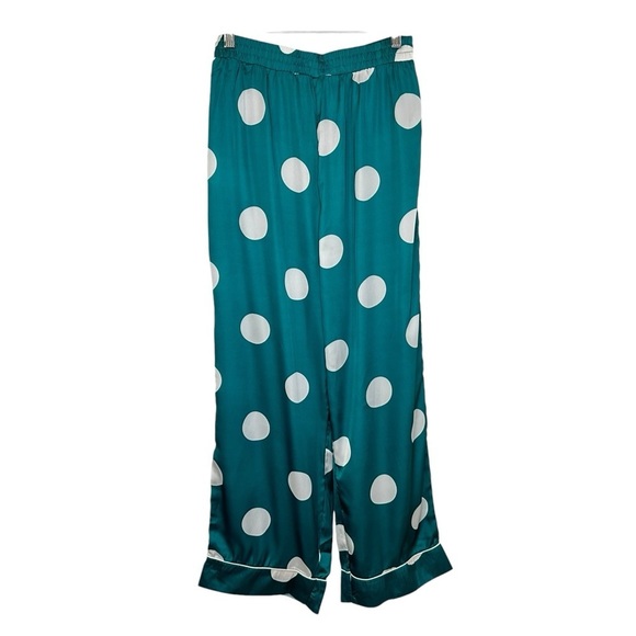 Nasty Gal Womens Polka Dot Pajama Pants Sz Medium Green White Elastic Waist NWT - Picture 1 of 6
